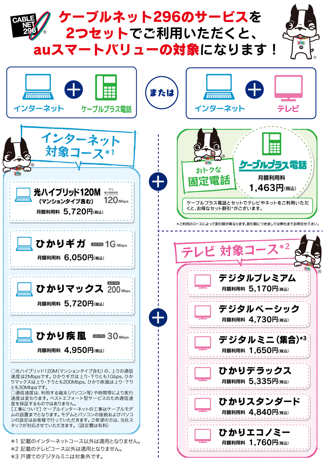 ケーブルプラス電話 Auスマートバリュー 固定電話 ケーブルネット296