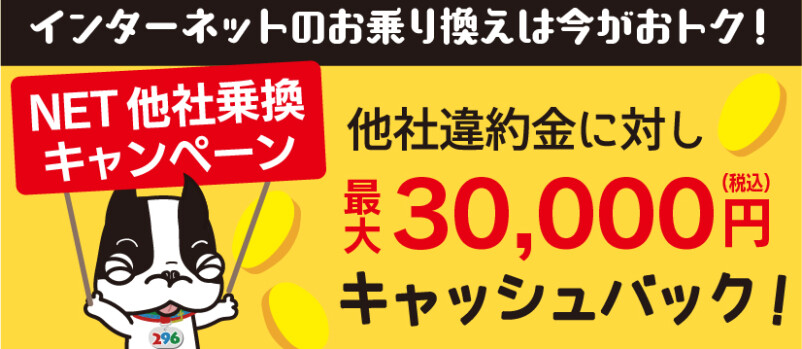 296インターネット 他社乗換キャンペーン